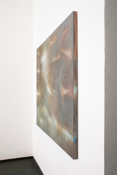 Lichtstille (grau, verschlossen), 2012. Acryl/LW, 130 x 160 cm (Seitenansicht)