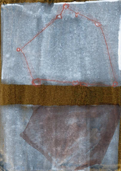 Summer-Papers 2009/ Drawings. Verknüpfung, No. 2, Beize-Mischtechnik auf Papier, 29,5 x 21 cm