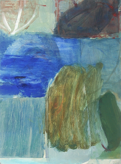 WV 9825, (Blue View IV), 1998, Öl auf Papier, 40 x 29,5 cm