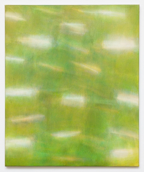 Lichtinseln in grün 2012, Acryl, Nessel, 90 x 75 cm