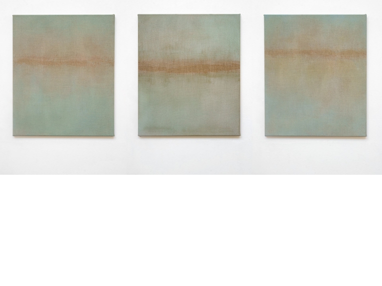 Horizonte, 2019, Winter-Trio (III, II, I), Acryl/Leinen, 60 x 50 cm