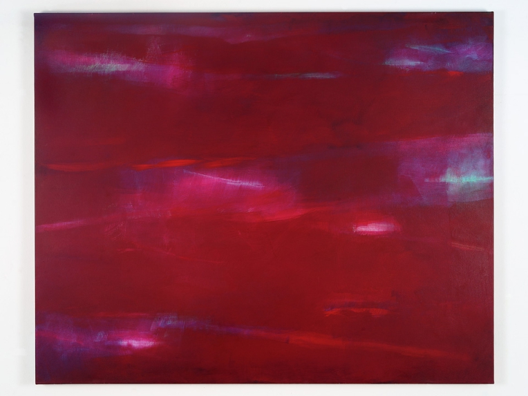 Übermalung, Rot über Grün, 2018, Acryl/BW, 130 x 160 cm